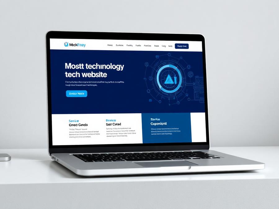 Technology company website design concept shown on a laptop
